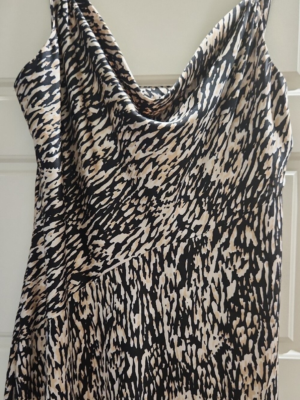 Donna Karan Black & Cream Abstract Print Slip Dress - Picture 3 of 4